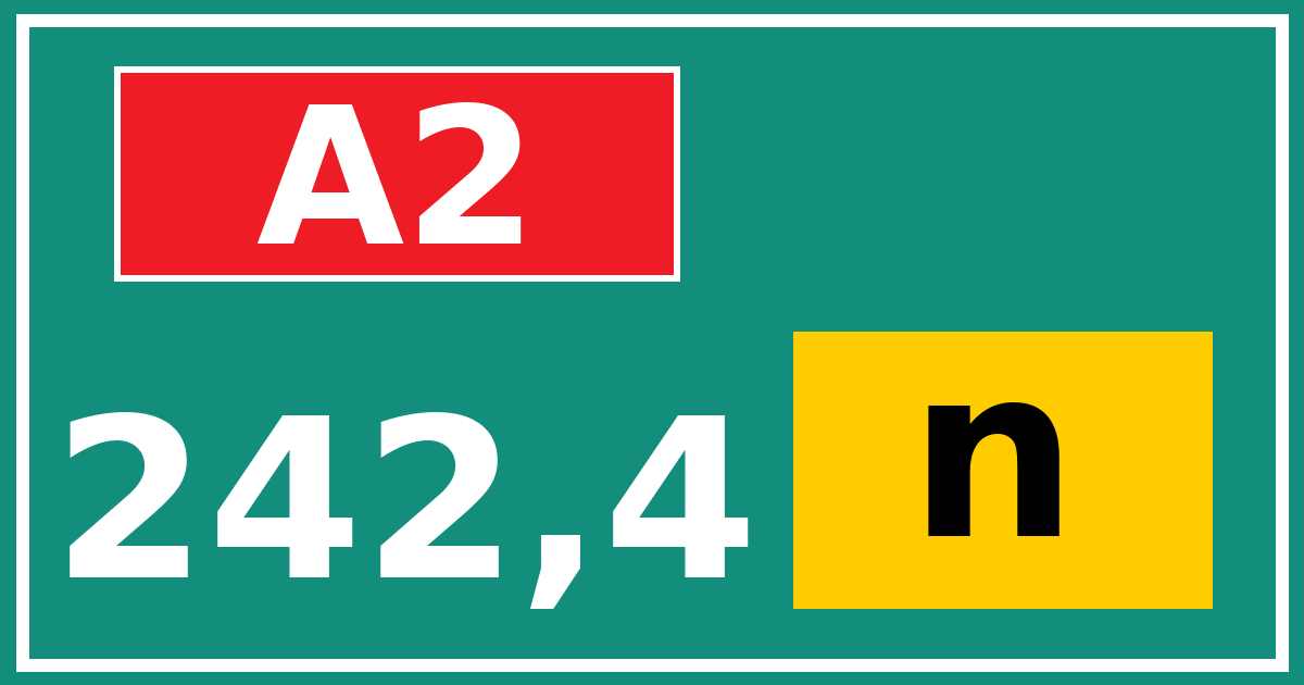 Hectometerbord A2 242,4 letter n