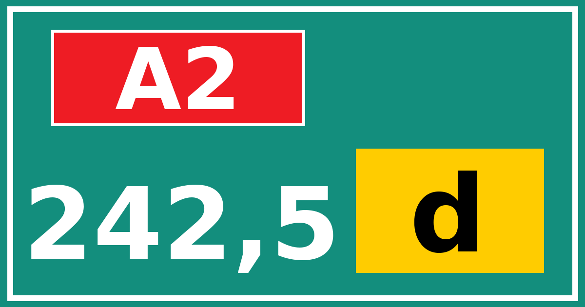 Hectometerbord A2 242,5 letter d