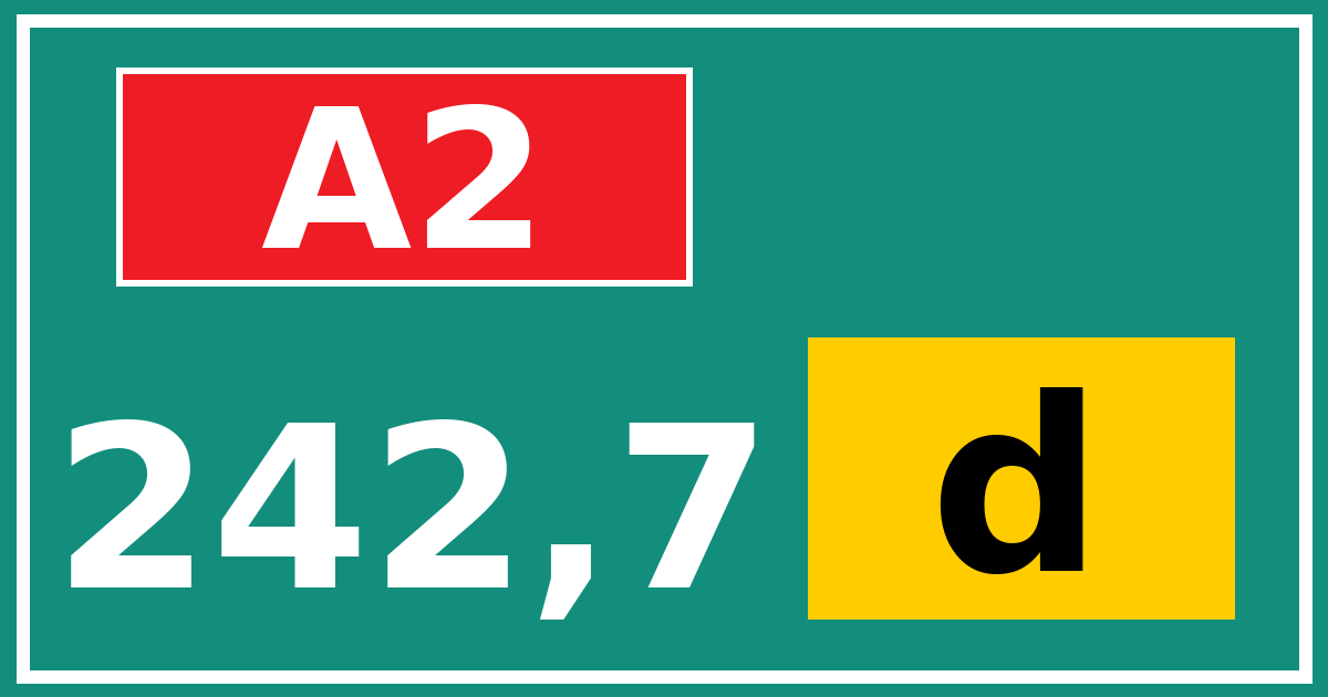 Hectometerbord A2 242,7 letter d