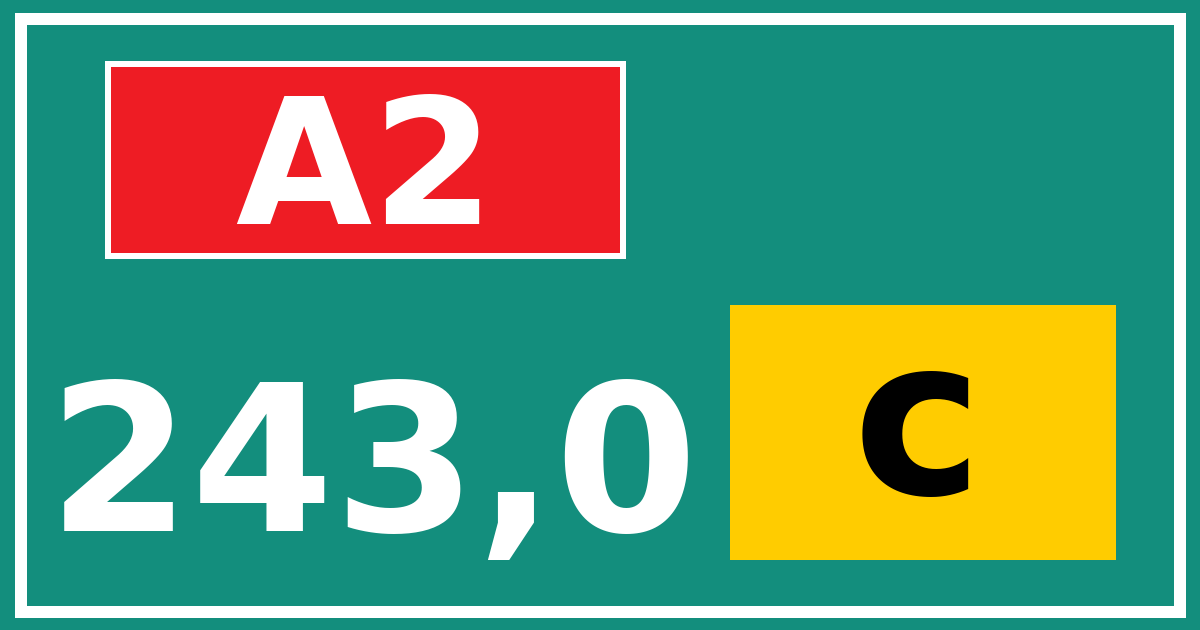 Hectometerbord A2 243,0 letter c