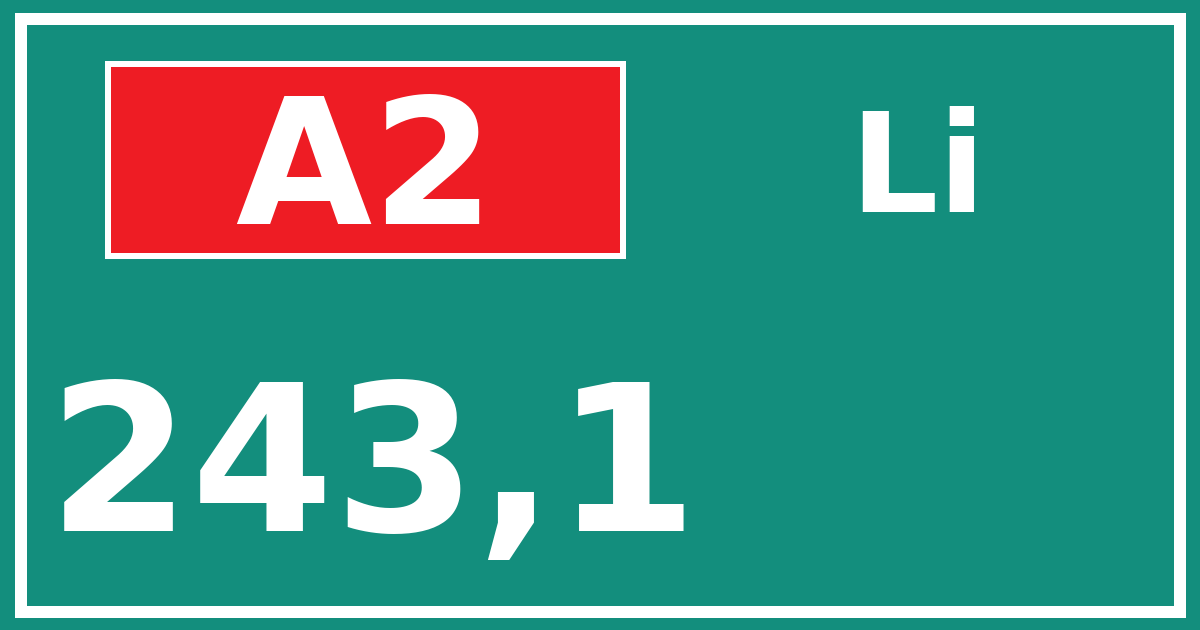 Hectometerbord A2 243,1 zijde Li