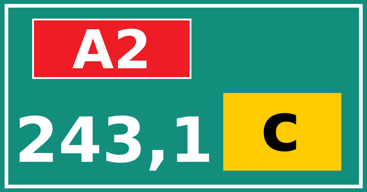 Hectometerbord A2 243,1 letter c