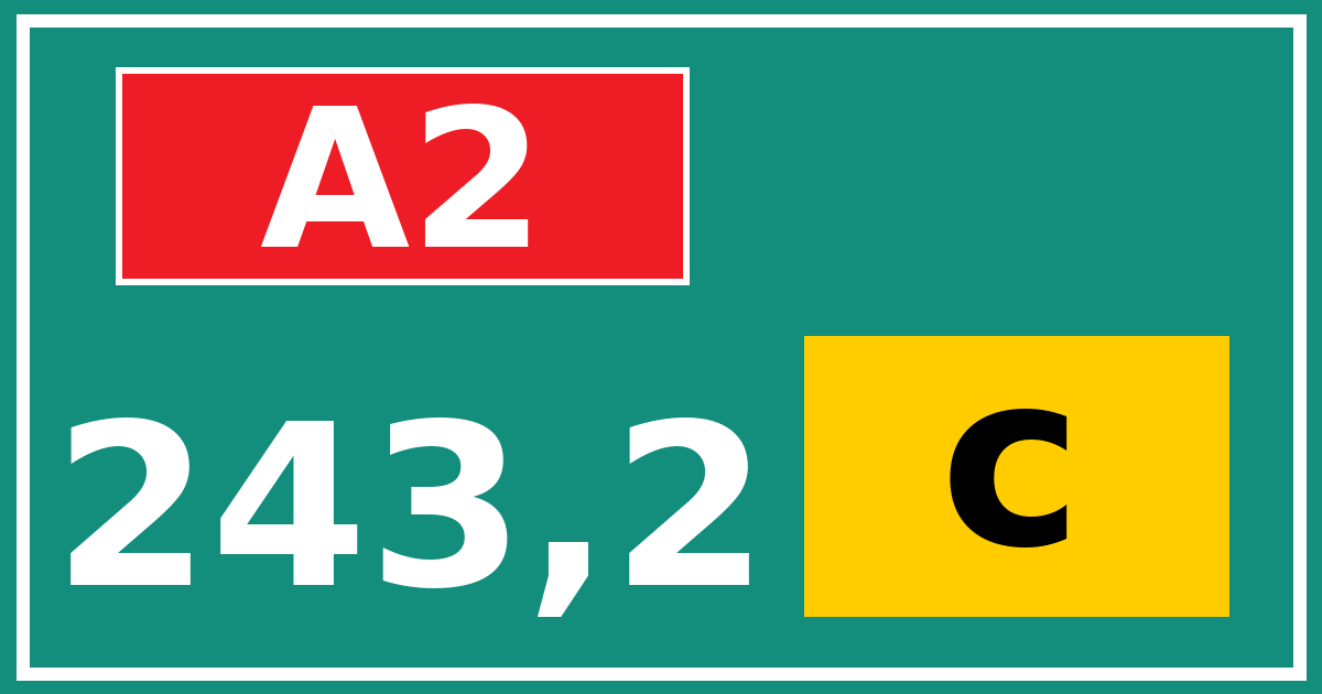 Hectometerbord A2 243,2 letter c