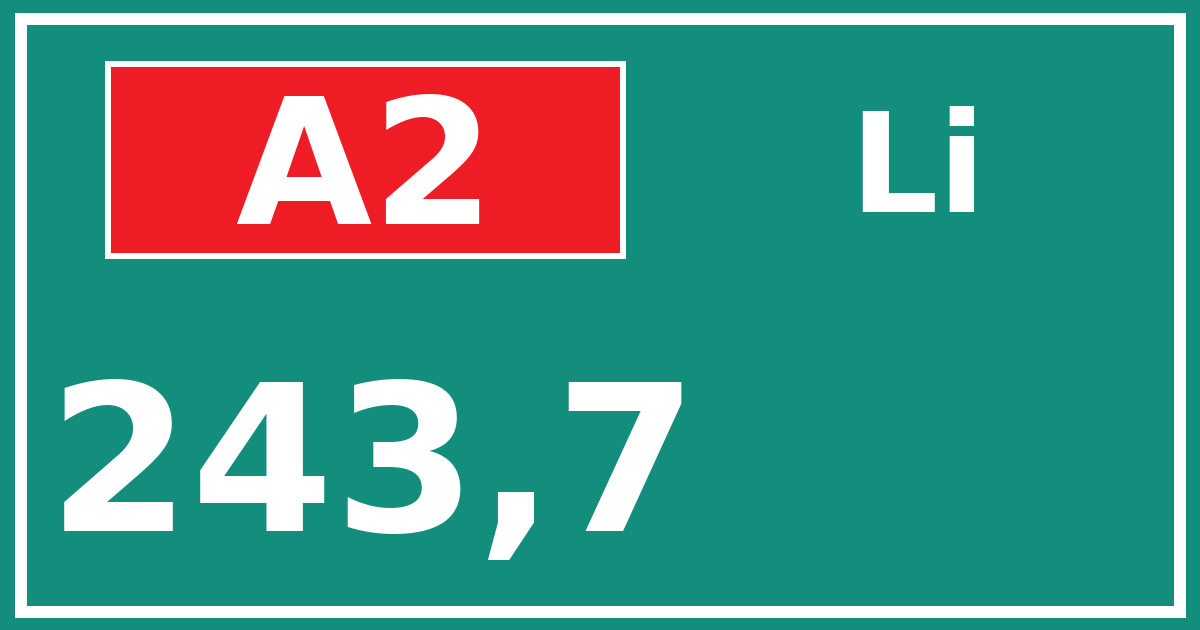 Hectometerbord A2 243,7 zijde Li
