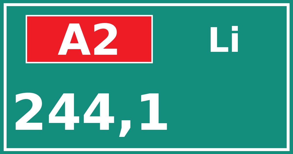 Hectometerbord A2 244,1 zijde Li