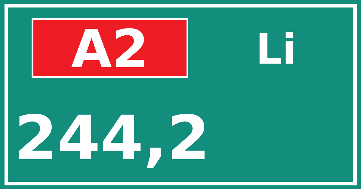 Hectometerbord A2 244,2 zijde Li