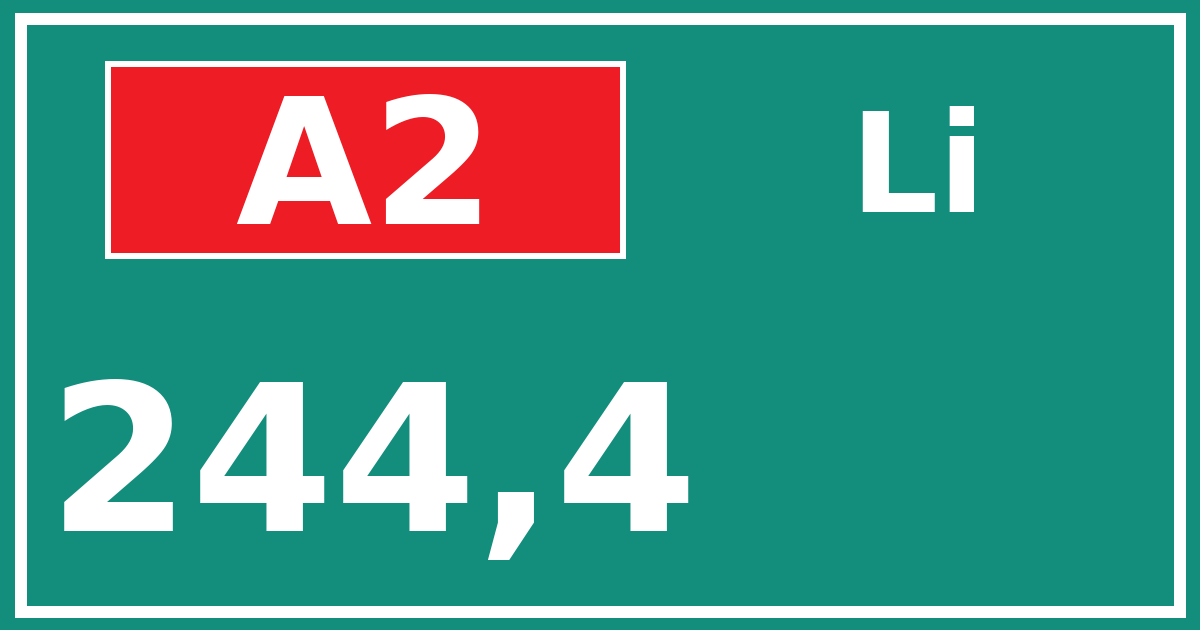 Hectometerbord A2 244,4 zijde Li