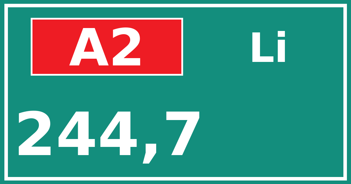 Hectometerbord A2 244,7 zijde Li