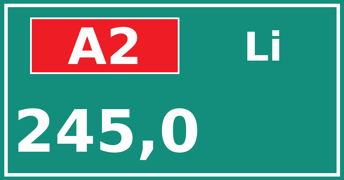 Hectometerbord A2 245,0 zijde Li