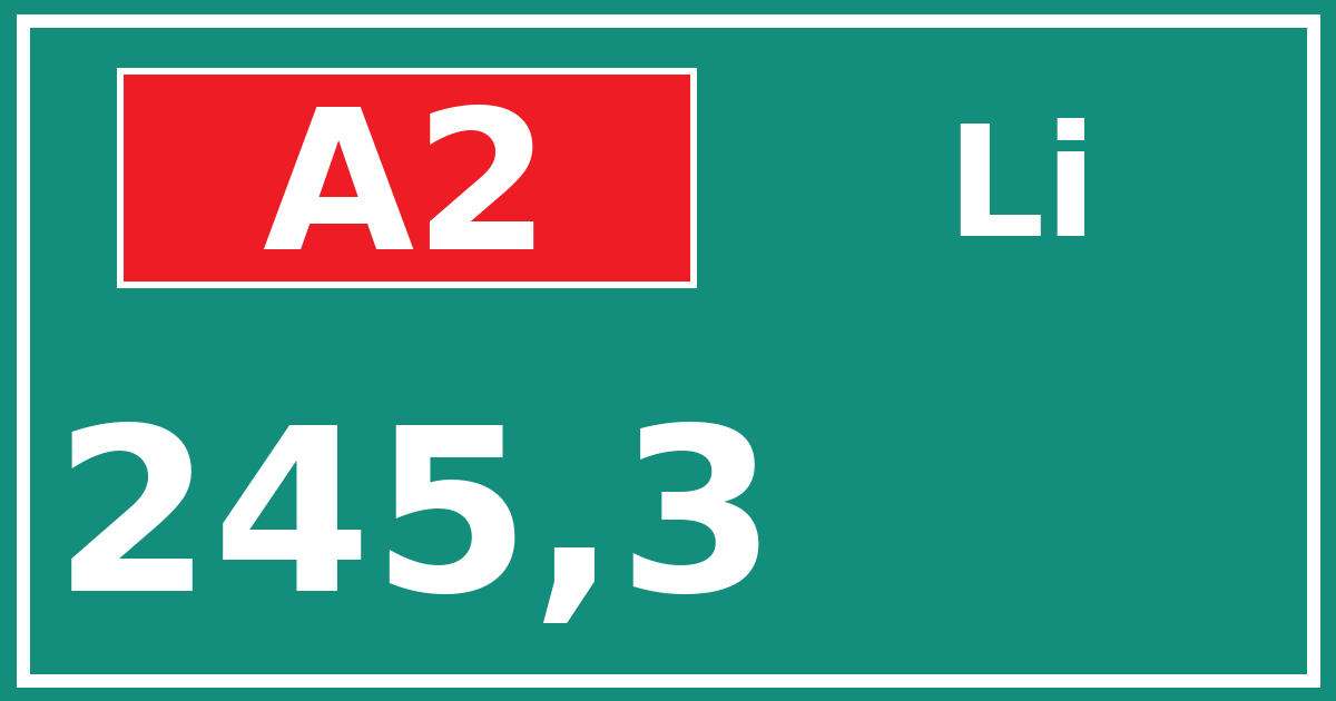Hectometerbord A2 245,3 zijde Li