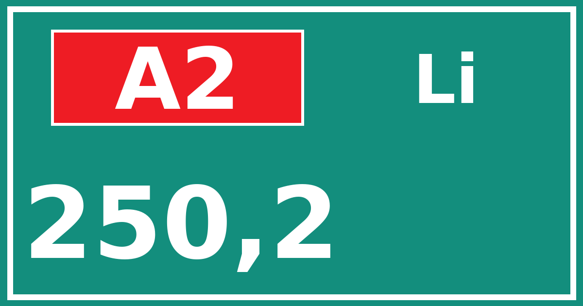 Hectometerbord A2 250,2 zijde Li