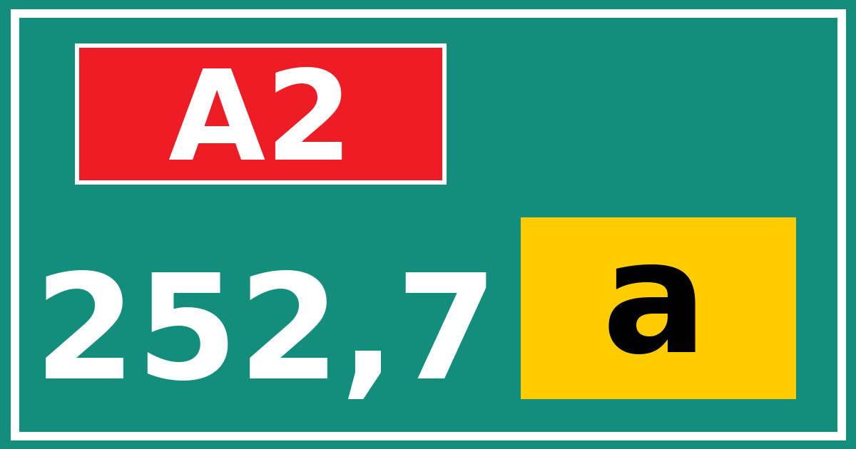Hectometerbord A2 252,7 letter a