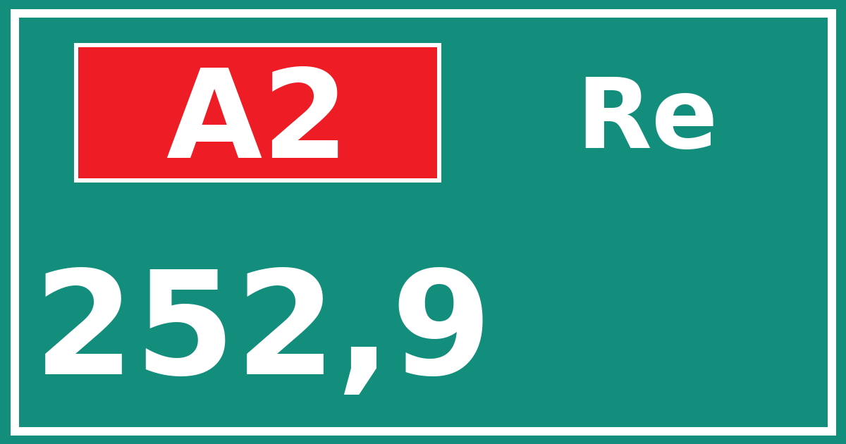 Hectometerbord A2 252,9 zijde Re