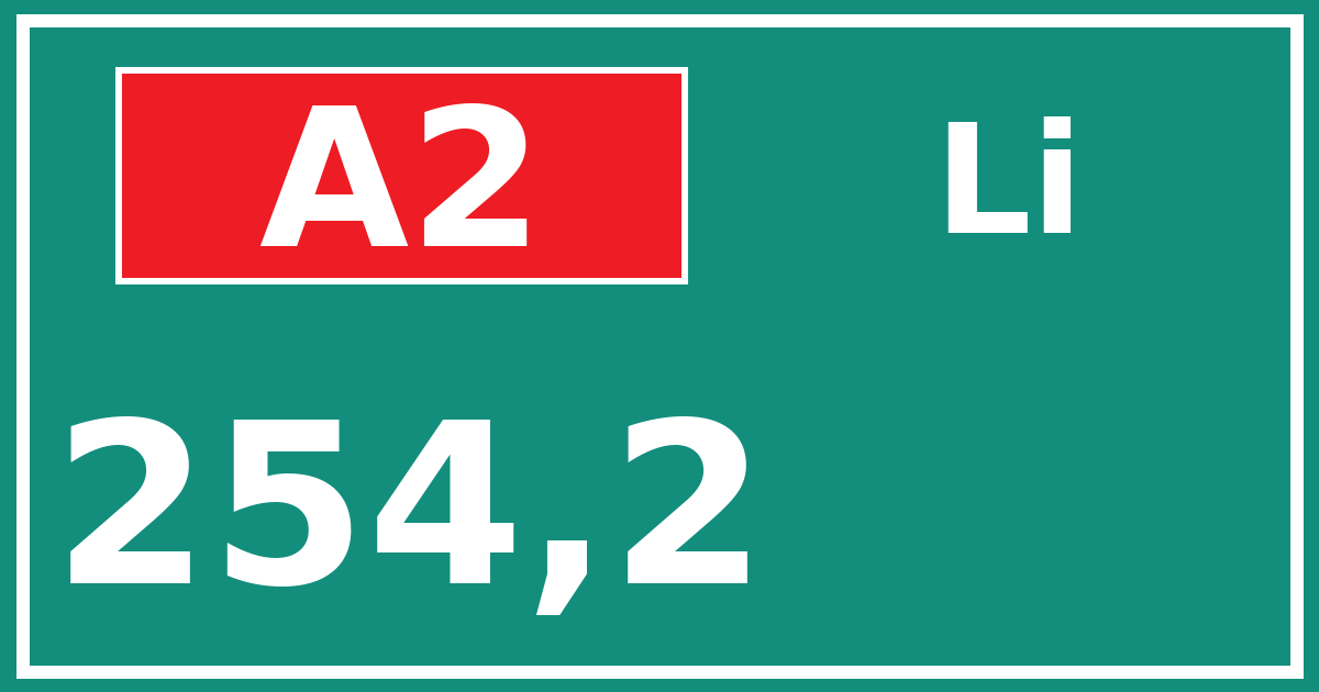 Hectometerbord A2 254,2 zijde Li