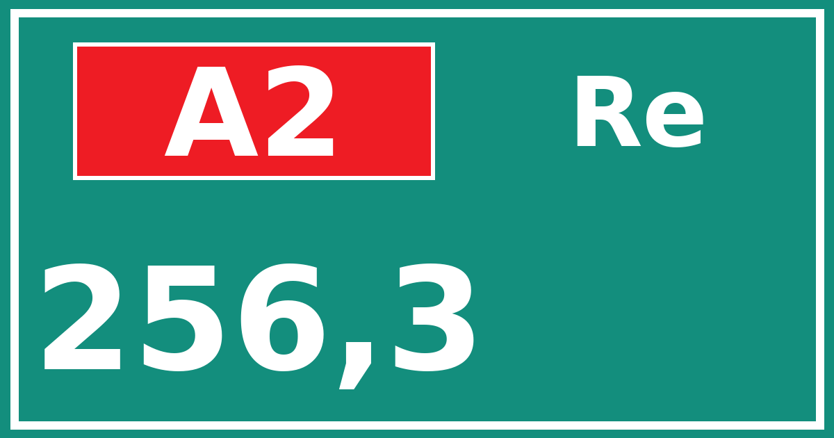 Hectometerbord A2 256,3 zijde Re