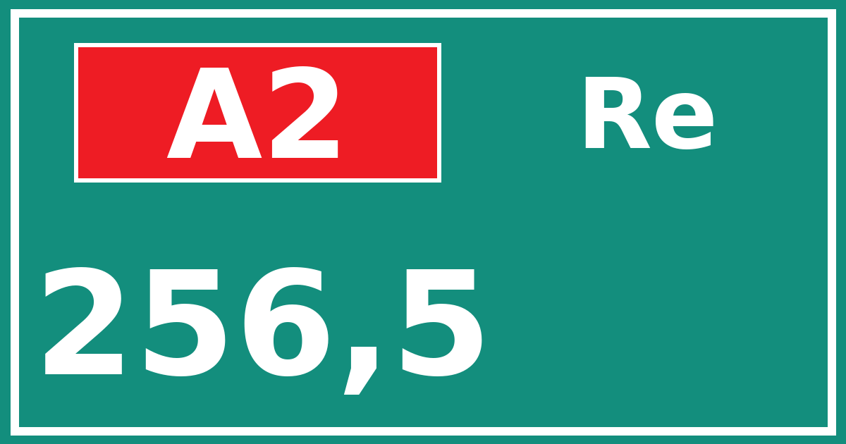 Hectometerbord A2 256,5 zijde Re