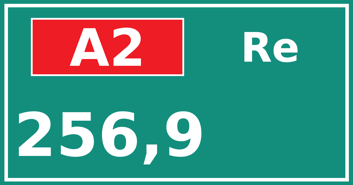 Hectometerbord A2 256,9 zijde Re