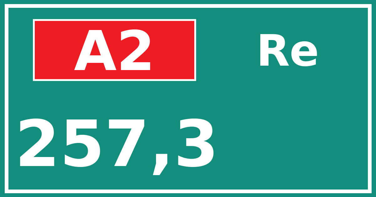 Hectometerbord A2 257,3 zijde Re