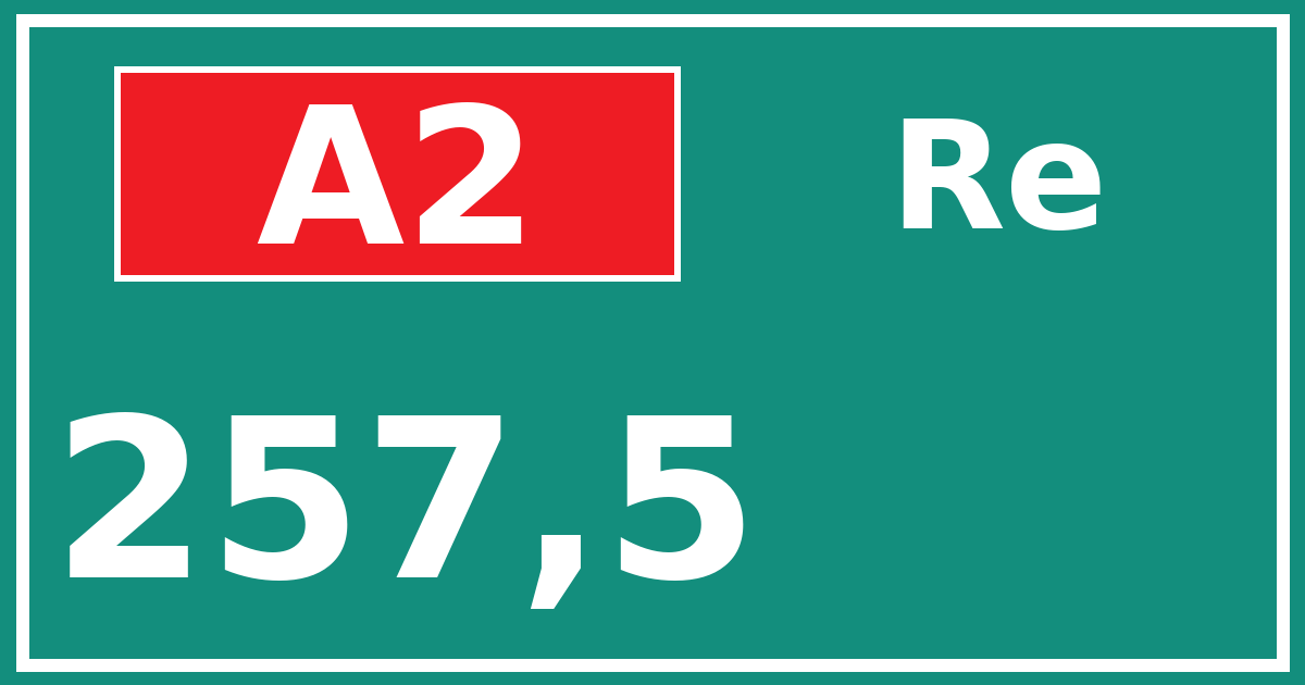 Hectometerbord A2 257,5 zijde Re
