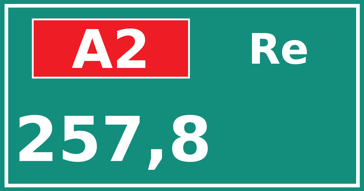 Hectometerbord A2 257,8 zijde Re