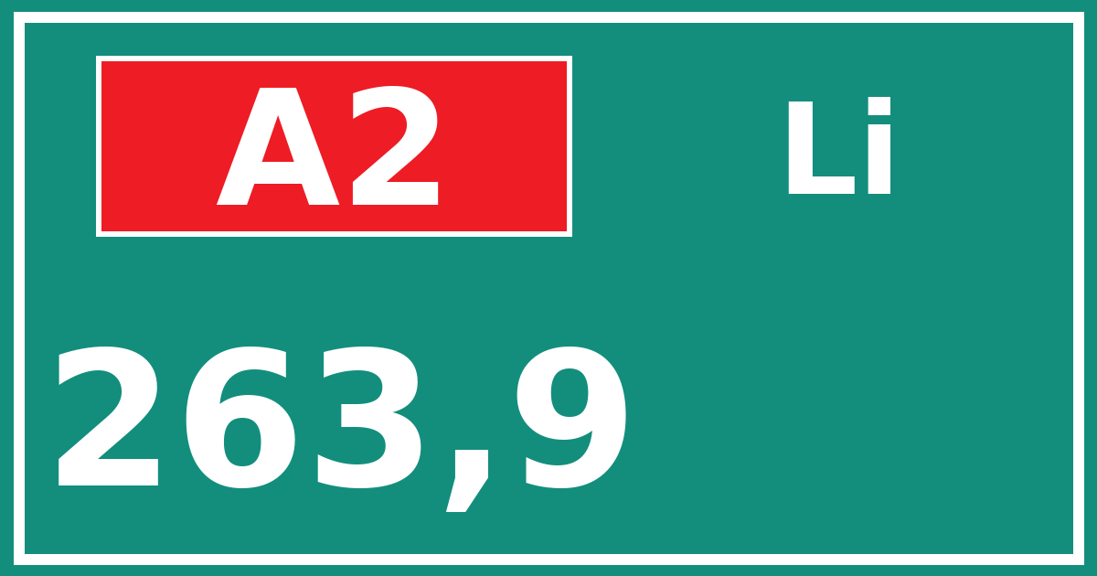 Hectometerbord A2 263,9 zijde Li
