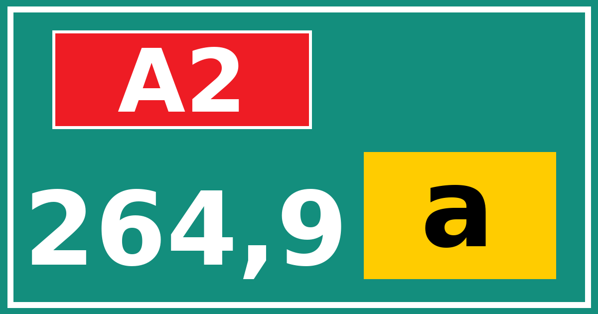 Hectometerbord A2 264,9 letter a