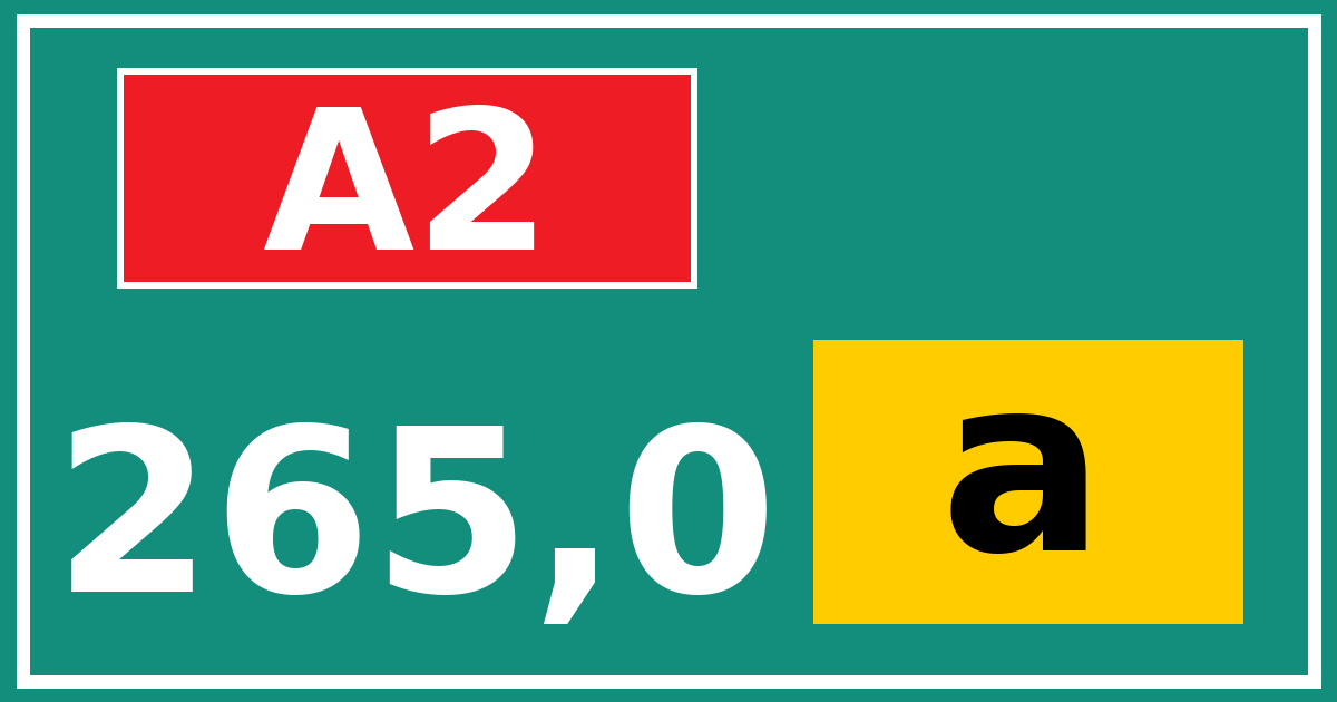 Hectometerbord A2 265,0 letter a