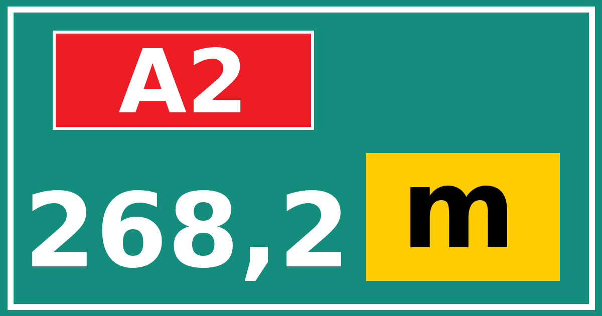 Hectometerbord A2 268,2 letter m