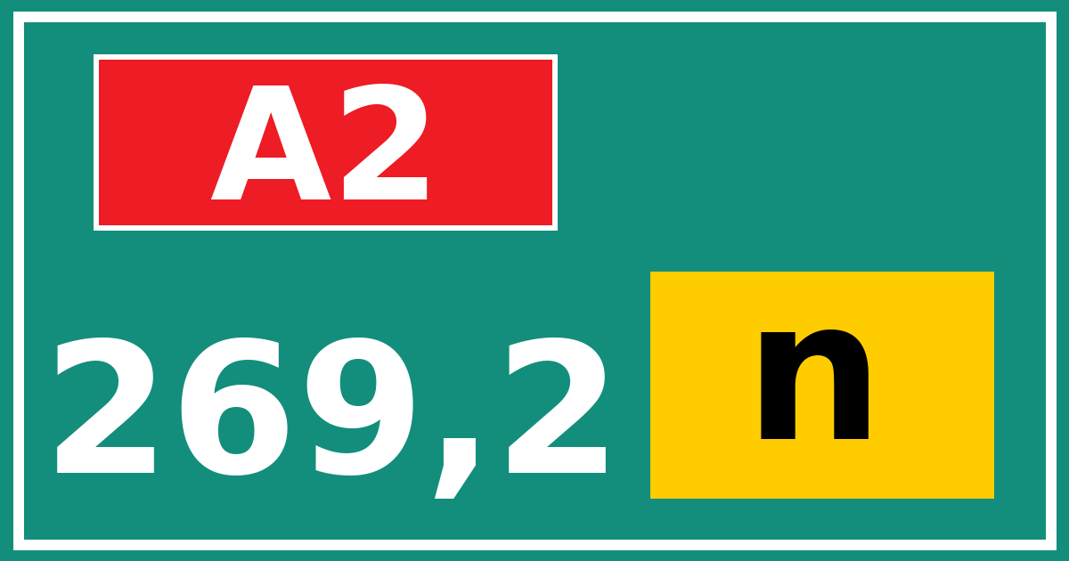 Hectometerbord A2 269,2 letter n