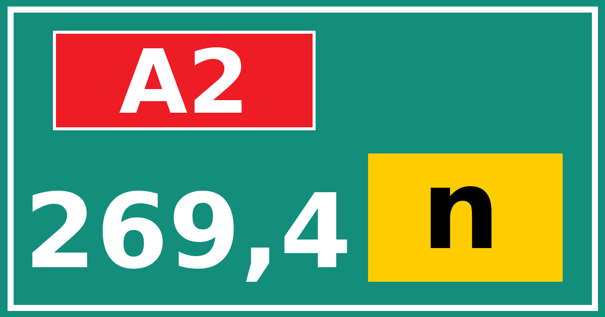 Hectometerbord A2 269,4 letter n