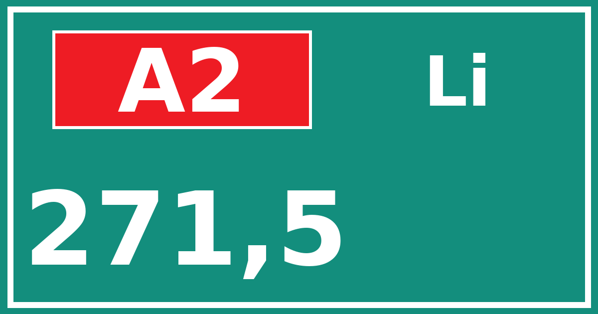 Hectometerbord A2 271,5 zijde Li