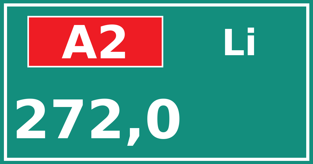 Hectometerbord A2 272,0 zijde Li