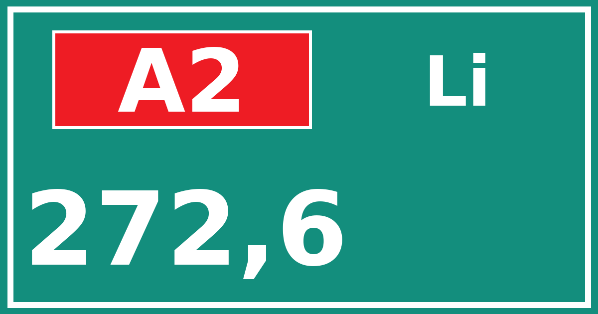 Hectometerbord A2 272,6 zijde Li