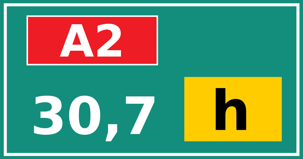 Hectometerbord A2 30,7 letter h