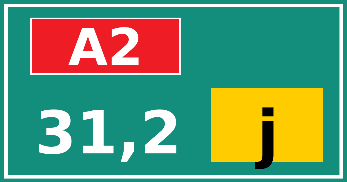 Hectometerbord A2 31,2 letter j