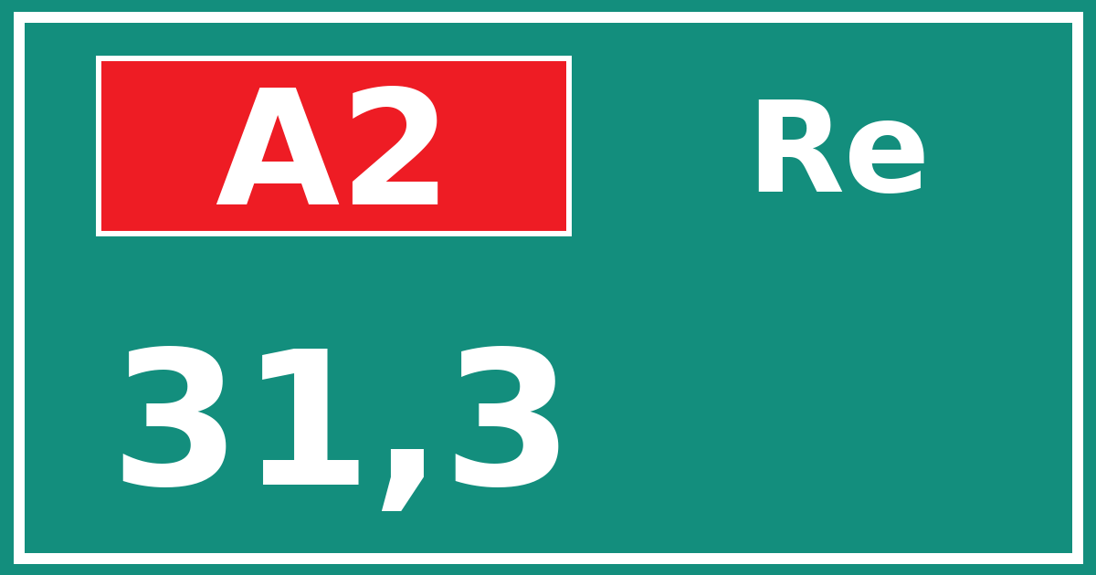 Hectometerbord A2 31,3 zijde Re