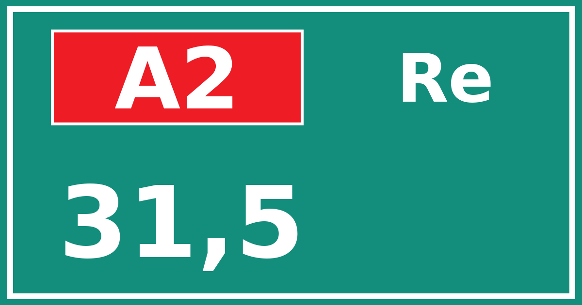 Hectometerbord A2 31,5 zijde Re