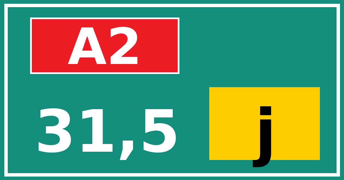 Hectometerbord A2 31,5 letter j