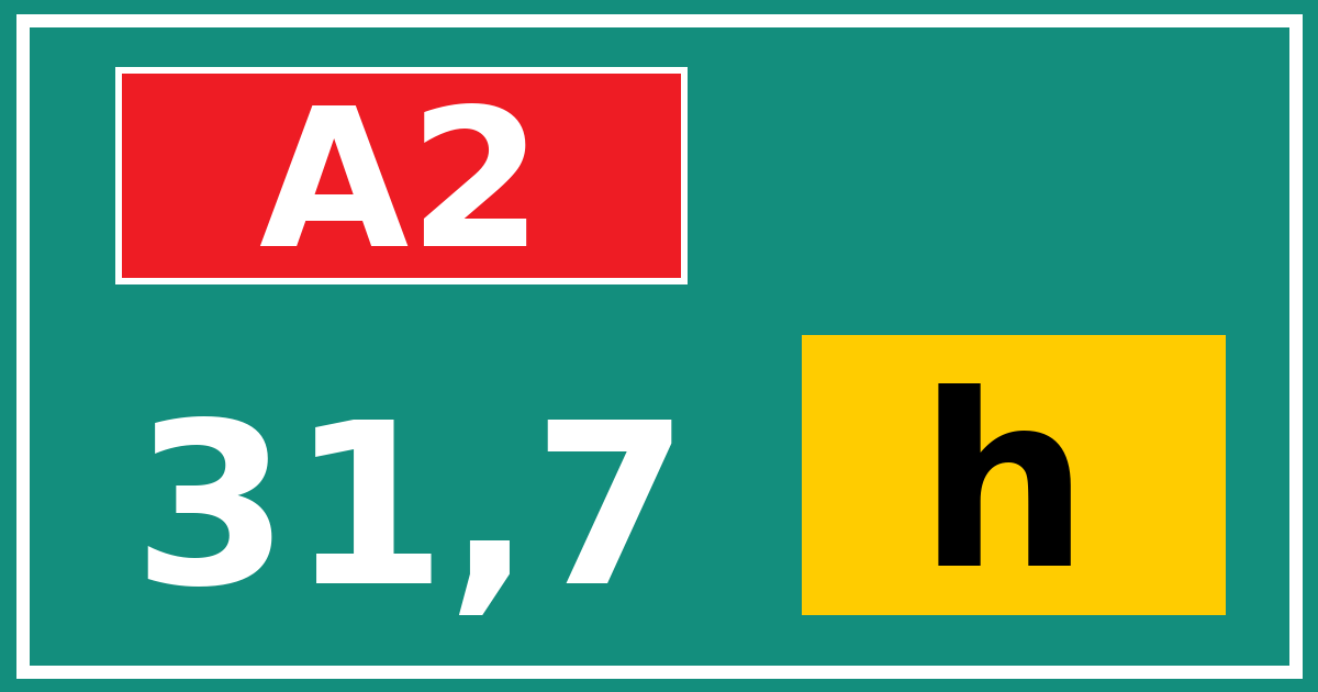 Hectometerbord A2 31,7 letter h