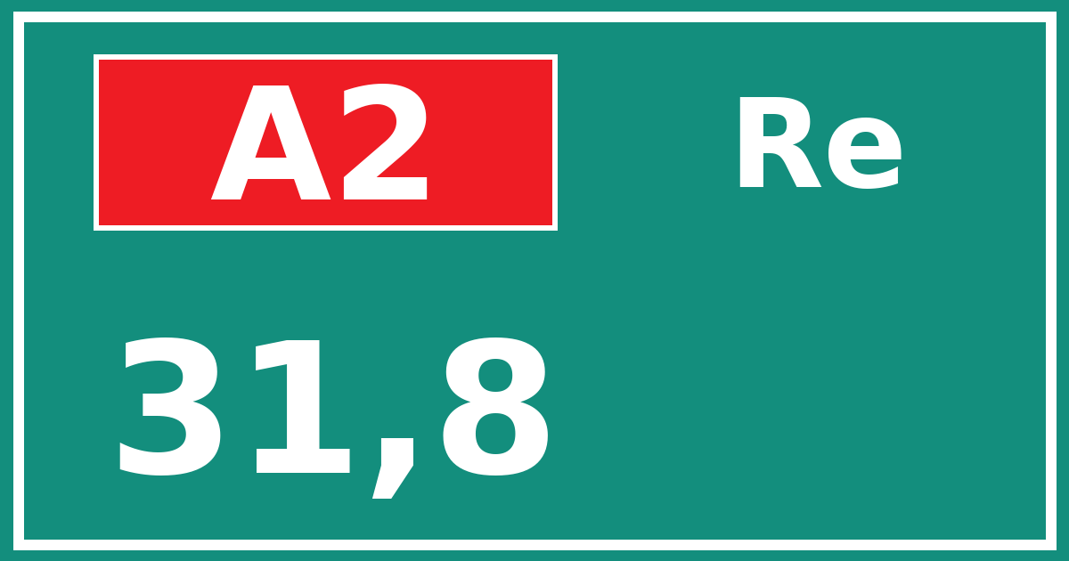 Hectometerbord A2 31,8 zijde Re