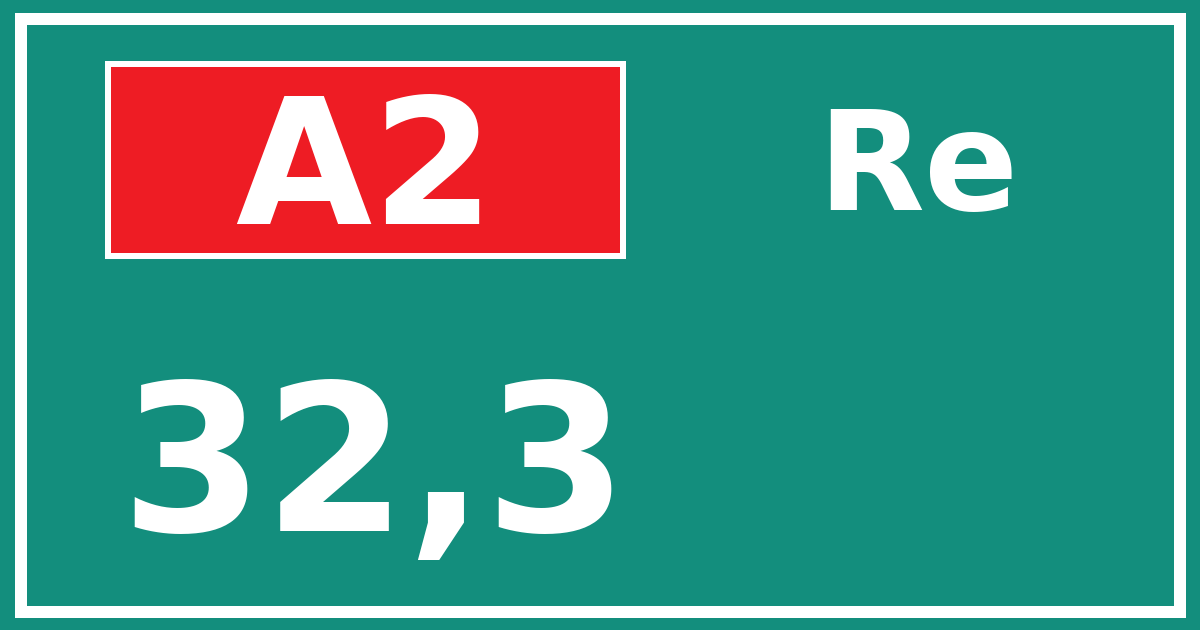 Hectometerbord A2 32,3 zijde Re