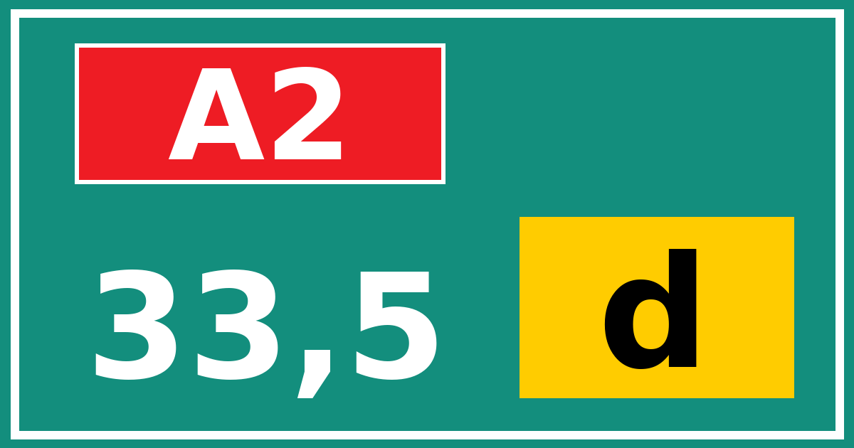Hectometerbord A2 33,5 letter d