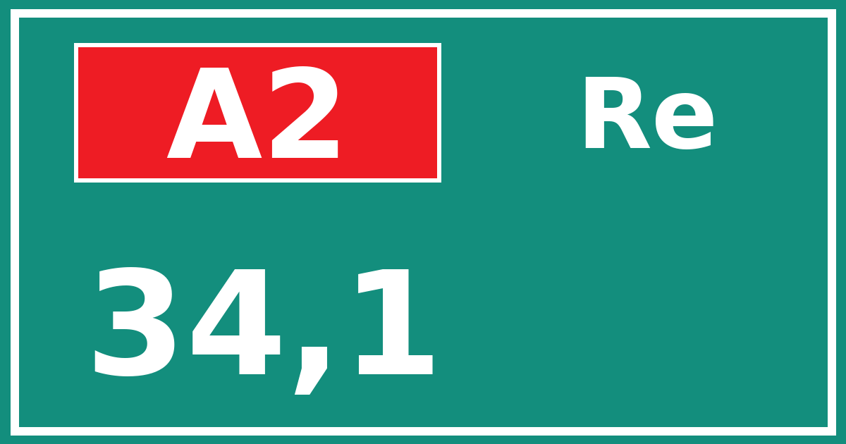 Hectometerbord A2 34,1 zijde Re