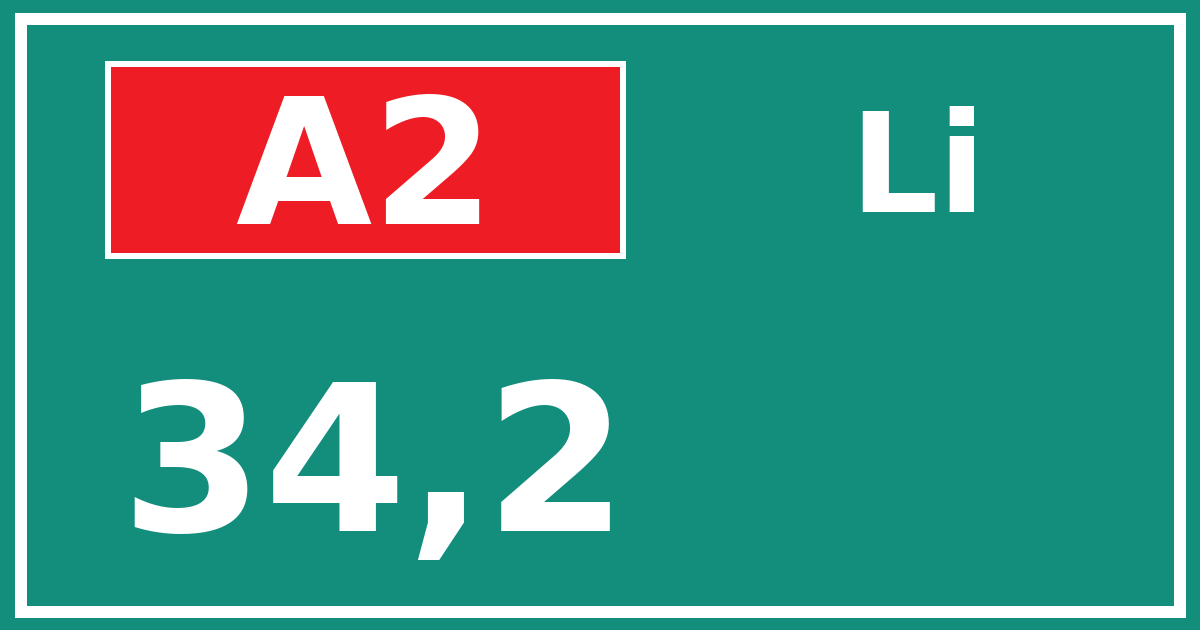 Hectometerbord A2 34,2 zijde Li