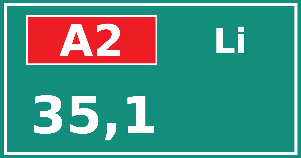 Hectometerbord A2 35,1 zijde Li