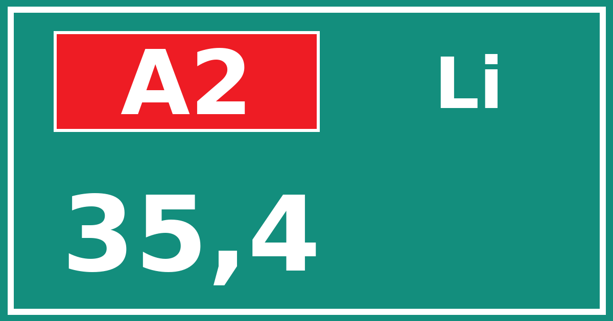 Hectometerbord A2 35,4 zijde Li