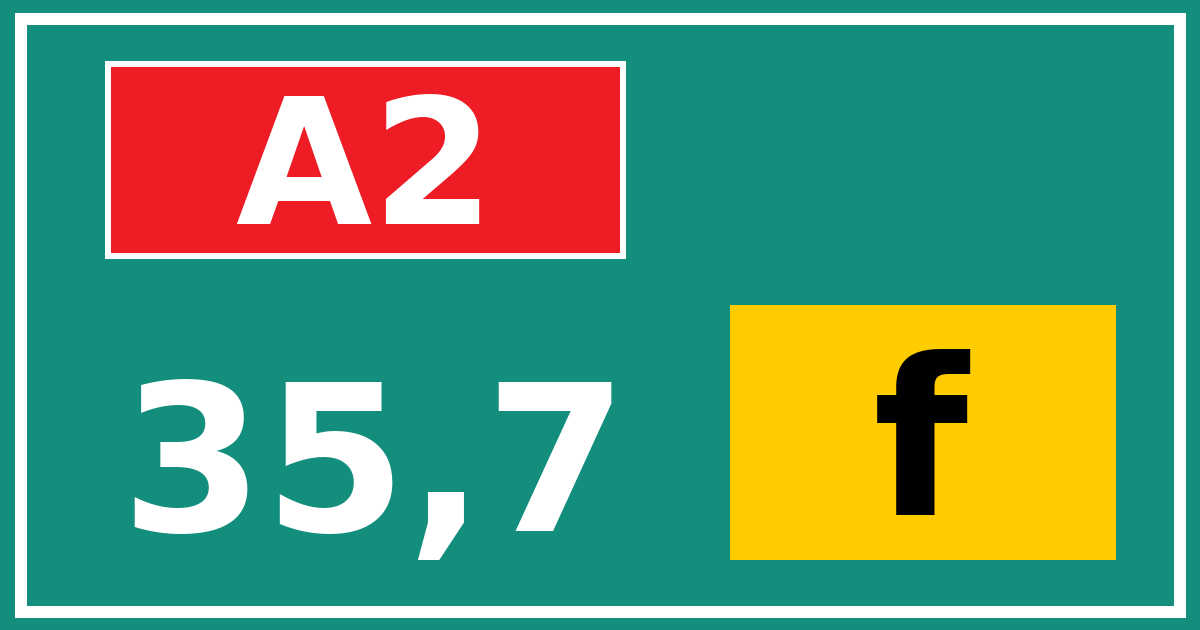 Hectometerbord A2 35,7 letter f