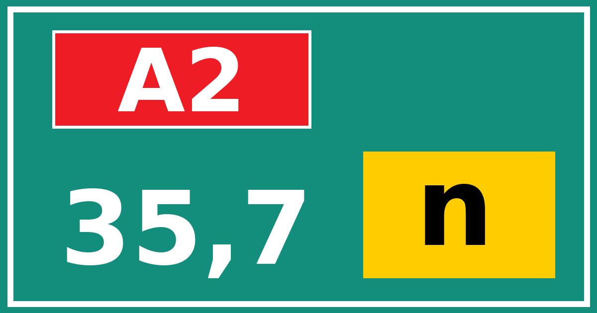 Hectometerbord A2 35,7 letter n