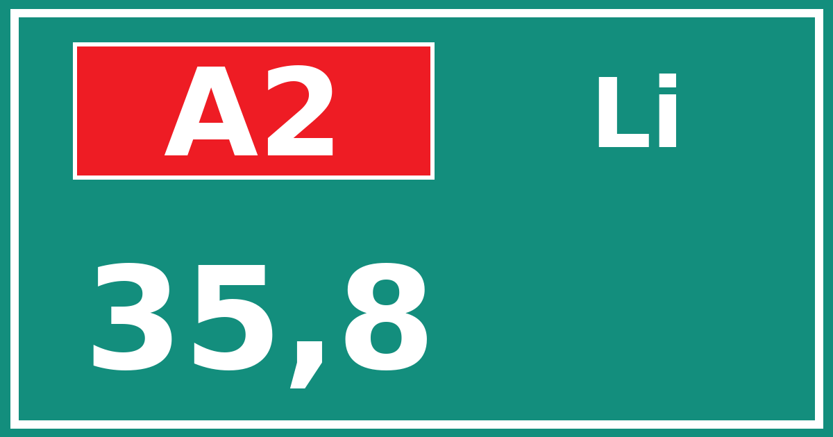 Hectometerbord A2 35,8 zijde Li
