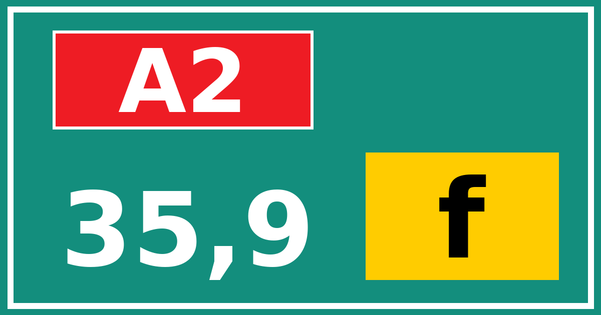Hectometerbord A2 35,9 letter f